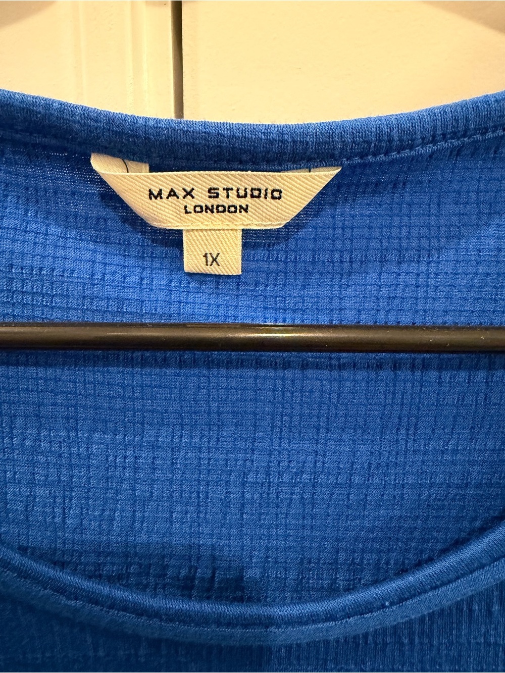 Max Studio Women's Royal Blue Short Sleeve Textured Tee